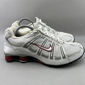 Nike Shox Turbo Running Sneakers Men Size 11.5 White Red Comfort Low Top Shoes